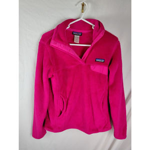 PATAGONIA Women's Small Pink Snap-T Polartec Pullover Jacket Sweat Fleec…